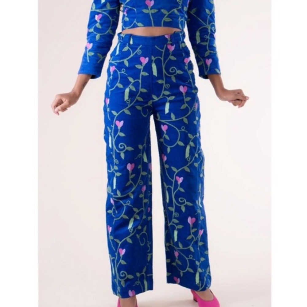 Samantha Pleet Sweet Pea Plank Pants in Cerulean Corduroy Size 33